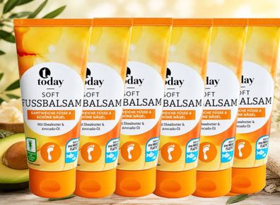 6x100ml today Soft Fuß Balsam Fussbalsam Sheabutter Avokado-Öl trockene Füße