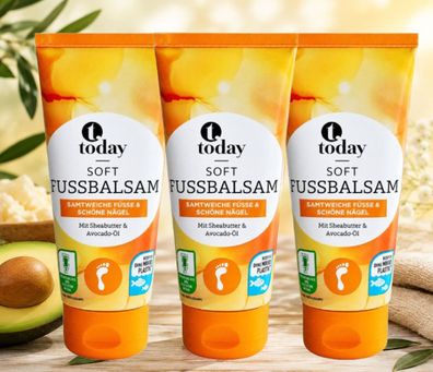 3x100ml today Soft Fuß Balsam Fussbalsam Sheabutter Avokado-Öl trockene Füße
