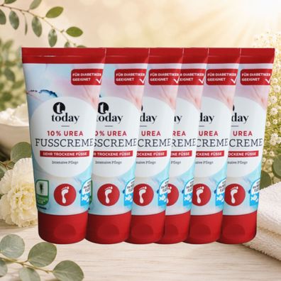6x100ml today Fuß Creme Fusscreme 10% Urea Provitamin B5 Vitamin B3 trockene Füß