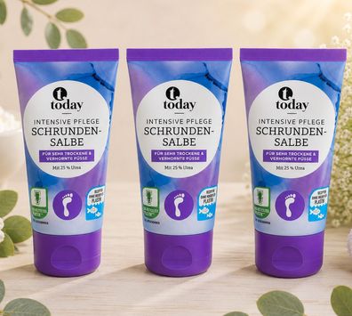 3x50ml today Intensive Pflege Schrundensalbe 25 % Urea trockene Füße