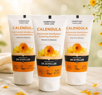3x75ml Dr. Scheller Calendula Schützender Handbalsam Vitamin A Allantoin Vegan