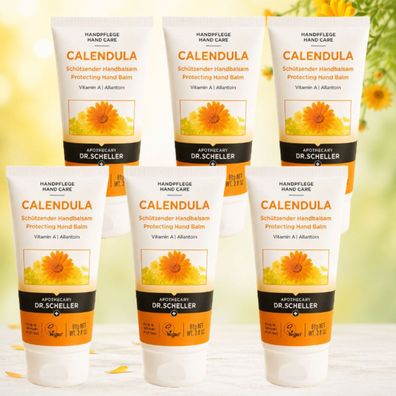 6x75ml Dr. Scheller Calendula Schützender Handbalsam Vitamin A Allantoin Vegan