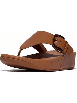 FitFlop Damen Flip Flops Lulu Resin-Buckle Leather Toe-Post Sandals JE9