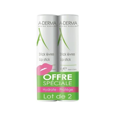 Set Duo, A-Derma, A-Derma, Hydrate, Lippenbalsam-Behandlung, 2 Stück, 4 ml