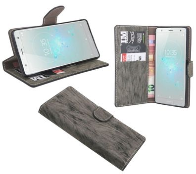 Sony Xperia XZ2 Tasche Anthrazit Handyhülle Schutzhülle Flip Case Cover Etui Hülle