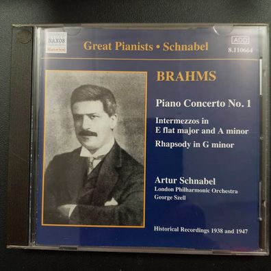 ARTUR Schnabel brahms piano concerto no 1 EX/EX (CD Album, Klassik)
