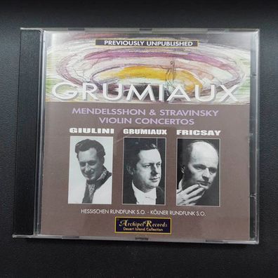 ARTHUR Grumiaux mendelssohn & stravinsky violin concertos EX/EX (CD Album)