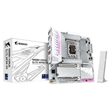 Gigabyte B860M AORUS ELITE WIFI6E ICE mATX Mainboard Sockel 1851 DP/HDMI