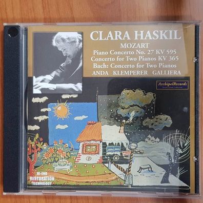 CLARA HASKIL mozart kv 595 / kv 365 bach two pianos EX/EX (CD Album, Klassik)