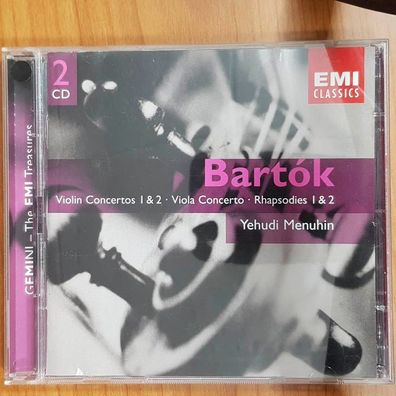 YEHUDI Menuhin bartok violin concertos 1&2, viola, rhapsodies 1&2 NM/EX (2CD)