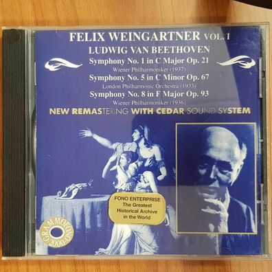 FELIX Weingartner vol. i beethoven symphony 1, 5 & 8 NM/EX (CD Album, Klassik)