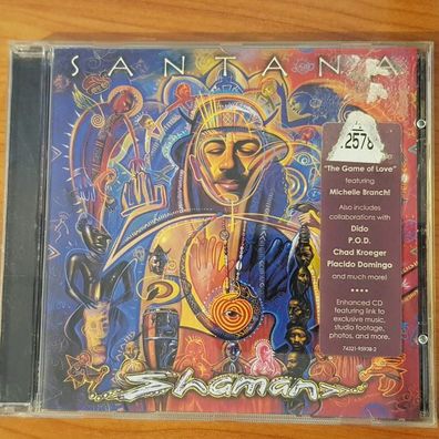 Santana shaman FULL SILVER Germany VG+/EX (CD Album, Pop, Arista)
