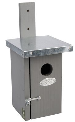 Esschert Design Nistkasten für Zaunkönige Brutkasten Vogelhaus grau Holz klein
