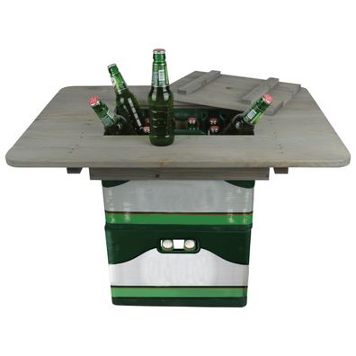 Bierkistenaufsatz. So machen sie aus einer Kiste Bier eine Holztisch