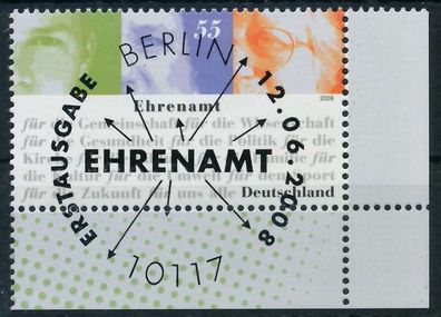 BRD BUND 2008 Nr 2674 ESST zentrisch gestempelt ECKE-URE XA20106