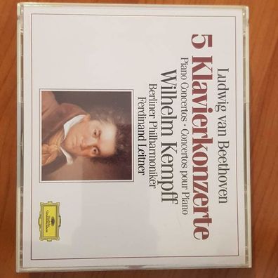 Wilhelm KEMPFF beethoven 5 klavierkonzerte FULL SILVER VG+/EX (3CD, Klassik, DG)