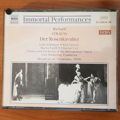 ARTHUR Bodanzky strauss der rosenkavalier EX/EX (3CD, Klassik, Naxos)