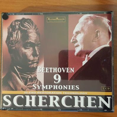 Hermann Scherchen beethoven 9 symphonies EX/EX (5CD, Klassik, Archipel)