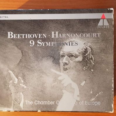 Nikolaus Harnoncourt beethoven 9 symphonies SLIP VG+/EX (5CD, Classical, Teldec)