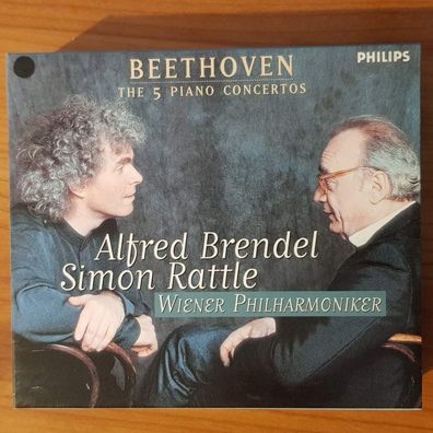 ALFRED Brendel / SIR SIMON RATTLE beethoven the 5 piano concertos SLIP NM/EX