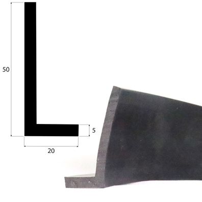 WKP5 Vollgummi EPDM Winkelprofil L - Profil 50x20x5 mm Flexible Gummiwinkel Meterware