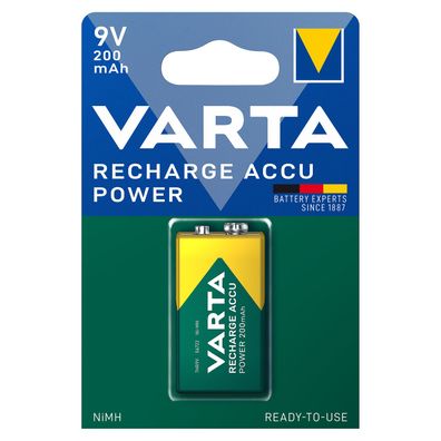 1x Akku 9V E Block HR22 200mAh Varta Rechargeable Accu ReadyToUse Typ 56722