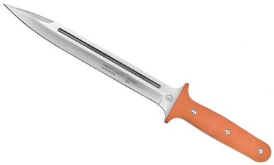 PUMA XP pig sticker 15 Abfangmesser Orange G10 mit Fischhaut Kydex Scheide