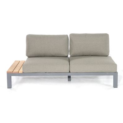 Sonnenpartner Lounge-Eckmodul 2-Sitzer links Equila Aluminium/Teakholz mit Kissen an