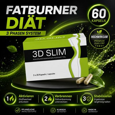 3D Slim Diät Abnehmen 60 Kapseln 3 Phasen System NEU Das Original Blitzversand Top !!