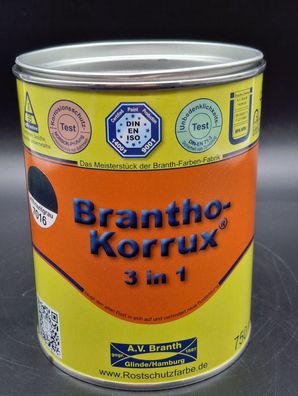 750ml Brantho Korrux 3in1 RAL 7016 anthrazitgrau Rostschutz Metallschutz Farbe