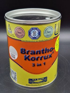 750ml Brantho Korrux 3in1 RAL 7035 lichtgrau Rostschutz Metallschutz Farbe