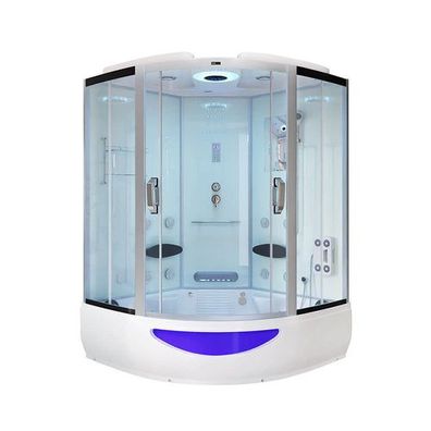 XL Luxus LED Dampfdusche inkl. Whirlpool-SET 150x150 x220 weiss Dampfsauna-Duschtempe