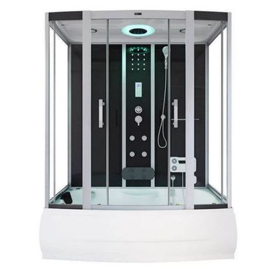 XXL Luxus LED Dampfdusche inkl. Whirlpool-SET 170x90 + Radio innen Black