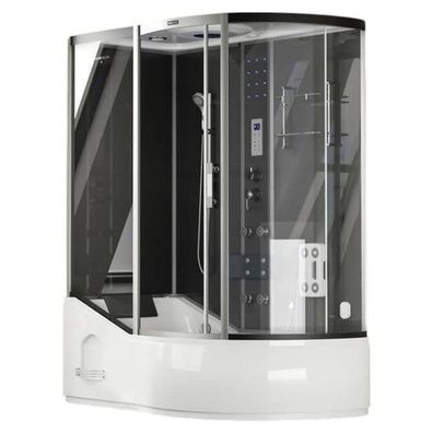 XXL Luxus LED Dampfdusche inkl. Whirlpool -SET 170x90 + Radio Black rechts