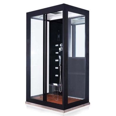 XXL Luxus LED Dampfdusche-Dampfsauna 120x90 Kombi Dusche SET+Radio Black