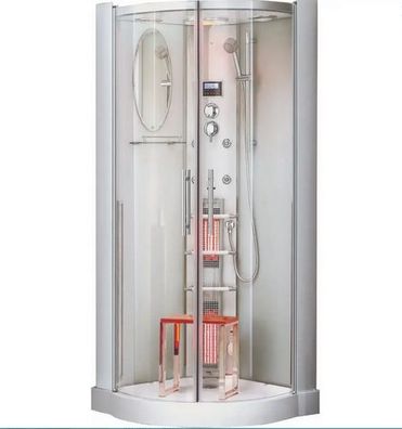 XXL Luxus LED Dampfdusche+Infrarotsauna Kombi 90x90 cm Infrarot Sauna-Wärmekabine 202