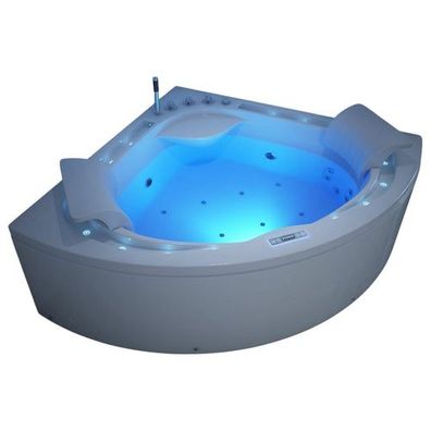 Luxus LED Whirlpool Badewanne SET 160x160 + Hydrojet + Heizung + Ozon