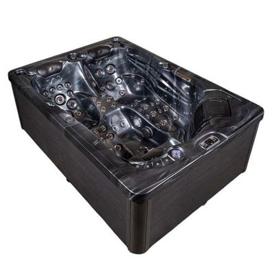 XXL Luxus SPA LED Whirlpool SET 220x156 schwarz Farblicht Outdoor+Indoor Pool 3 Perso