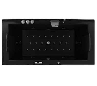Luxus LED Whirlpool Badewanne SET 182x90 cm BLACK+Heizung+Hydrojet+Ozon schwarz