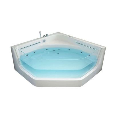 XXL Luxus LED Whirlpool Badewanne Glas + Lichttherapie 150x150 für 2 Pers. NEU