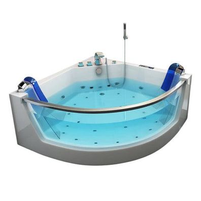XXL Luxus LED Whirlpool Badewanne 140x140 cm + 17 Jets+Heizung + Ozon+ Radio