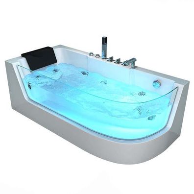 XXL Luxus Whirlpool Badewanne 170x80x59 cm rechts Jets + Farblichttherapie