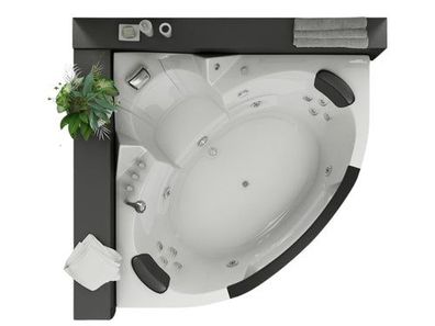 Luxus LED Whirlpool Badewanne SET 152x152 + Armaturen + Hydrojet