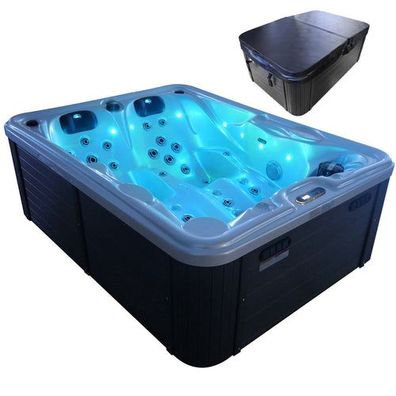 XXL Luxus SPA LED Whirlpool SET 210x160 Outdoor-Indoor Pool 46 JETs Balboa