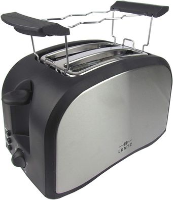 LENTZ 2-Scheiben EDS Toaster 800 Watt Toastautomat mit Brötchenaufsatz 6-Stufen