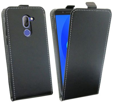 Alcatel 3X Tasche Schwarz Handyhülle Schutzhülle Flip Case Cover Etui Hülle