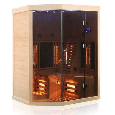 Luxus LED Infrarotsauna 140x120 cm Infrarotkabine Wärmekabine Dual Therm Vollspektru