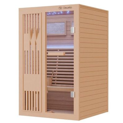 XXL Luxus LED Finnische Sauna 120x120 SET Sauna inkl. Harvia Saunaofen Ecksauna