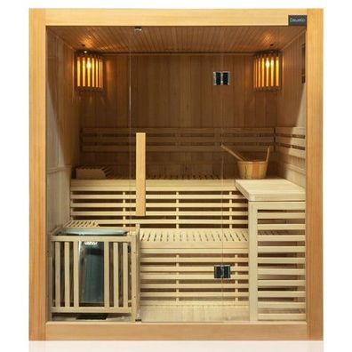 XXL Luxus Finnische Sauna 180x140 cm SET Sauna inkl. Harvia Saunaofen Ecksauna