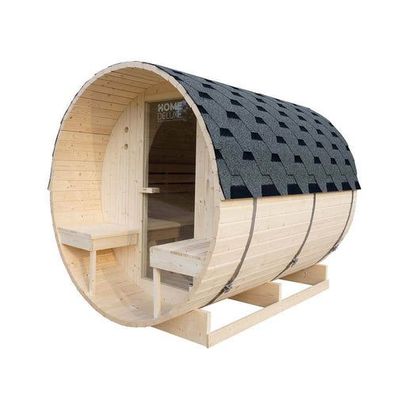 XXL Luxus Outdoor Fasssauna 195x220 cm SET Sauna inkl. 8 KW Saunaofen 4 Pers